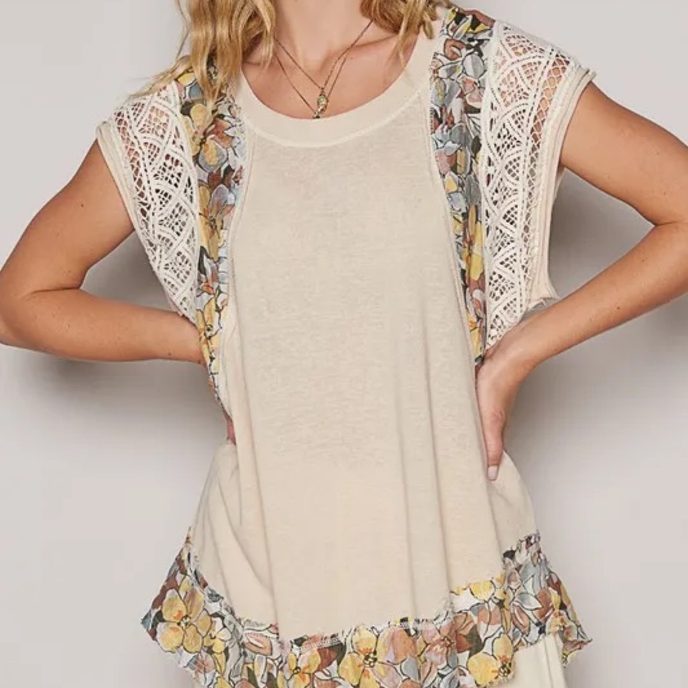 POL Tan Embellished Blouse Relaxed Fit